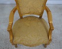 F61572EC: Pair Gold Finish French Open Armchairs
