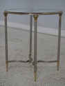 70160: Hollywood  Regency Steel & Brass Glass Top 