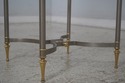 70160: Hollywood  Regency Steel & Brass Glass Top 