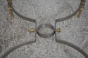 70160: Hollywood  Regency Steel & Brass Glass Top 