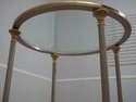 70160: Hollywood  Regency Steel & Brass Glass Top 