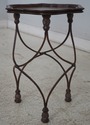 L70169: Mahogany Leather Top Steel Frame End Lamp 