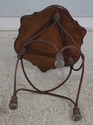 L70169: Mahogany Leather Top Steel Frame End Lamp 