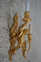 LF61642EC: Pair Cherub 2 Arm Lighted Brass Wall Sc