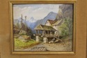 F57063EC: Artist Signed Mountain Scene Framed Oil 