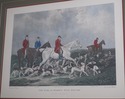 F61697EC: English Hunt Scene Colored Engraving Fra