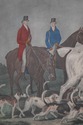 F61697EC: English Hunt Scene Colored Engraving Fra