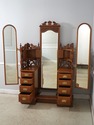 F75064: Rare Victorian Triple Mirror Oak Dressing 
