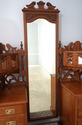 F75064: Rare Victorian Triple Mirror Oak Dressing 