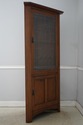 75121: STICKLEY Mission Oak Leaded Glass Corner Ca