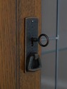 75121: STICKLEY Mission Oak Leaded Glass Corner Ca