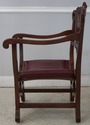 F75183: Renaissance Revival Carved Oak Leather Sea