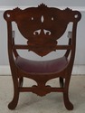 F75183: Renaissance Revival Carved Oak Leather Sea