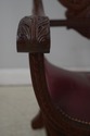 F75183: Renaissance Revival Carved Oak Leather Sea