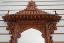 69974: Pair Pagoda Carved Mahogany Mirror Back Wal