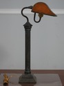 F75069: MAITLAND SMITH Bronze Desk Lamp w. Leather