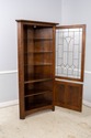 70238: STICKLEY Leaded Glass Mission Oak Corner Ch