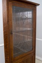 70238: STICKLEY Leaded Glass Mission Oak Corner Ch