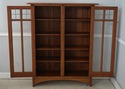 74801: STICKLEY 2 Door Mission Oak Leaded Door Boo