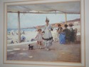 F74716: Framed French Print Figures On A Veranda B
