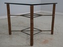 LF70031: Glass Top Bamboo Table + 4 Iron Wicker Ch