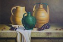 F52129EC: Modern Still Life Of Wine Jugs Oil Paint