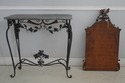 70064: Vintage Wrought Iron Marble Top Console Tab