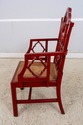 70084: Chinese Chippendale Cane Seat Red Finish Ar