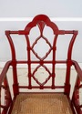70084: Chinese Chippendale Cane Seat Red Finish Ar