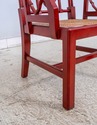 70084: Chinese Chippendale Cane Seat Red Finish Ar