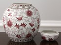 LF55816EC: Pair Porcelain Lidded Ginger Jars