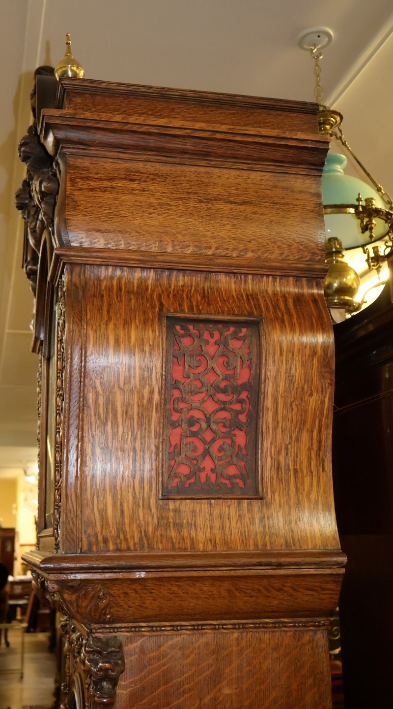 アンティーク　鐘楼型　置物 Late 19th Century Tiger Oak Horner Tall Case Grandfather Clock