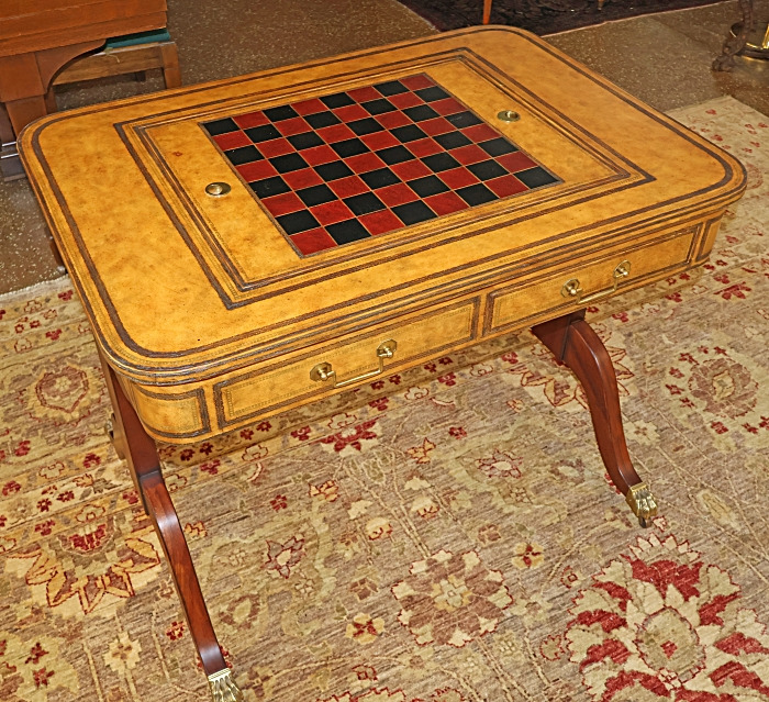 Drexel Heritage Regency Style Leather And Mahogany Game Table | eBay