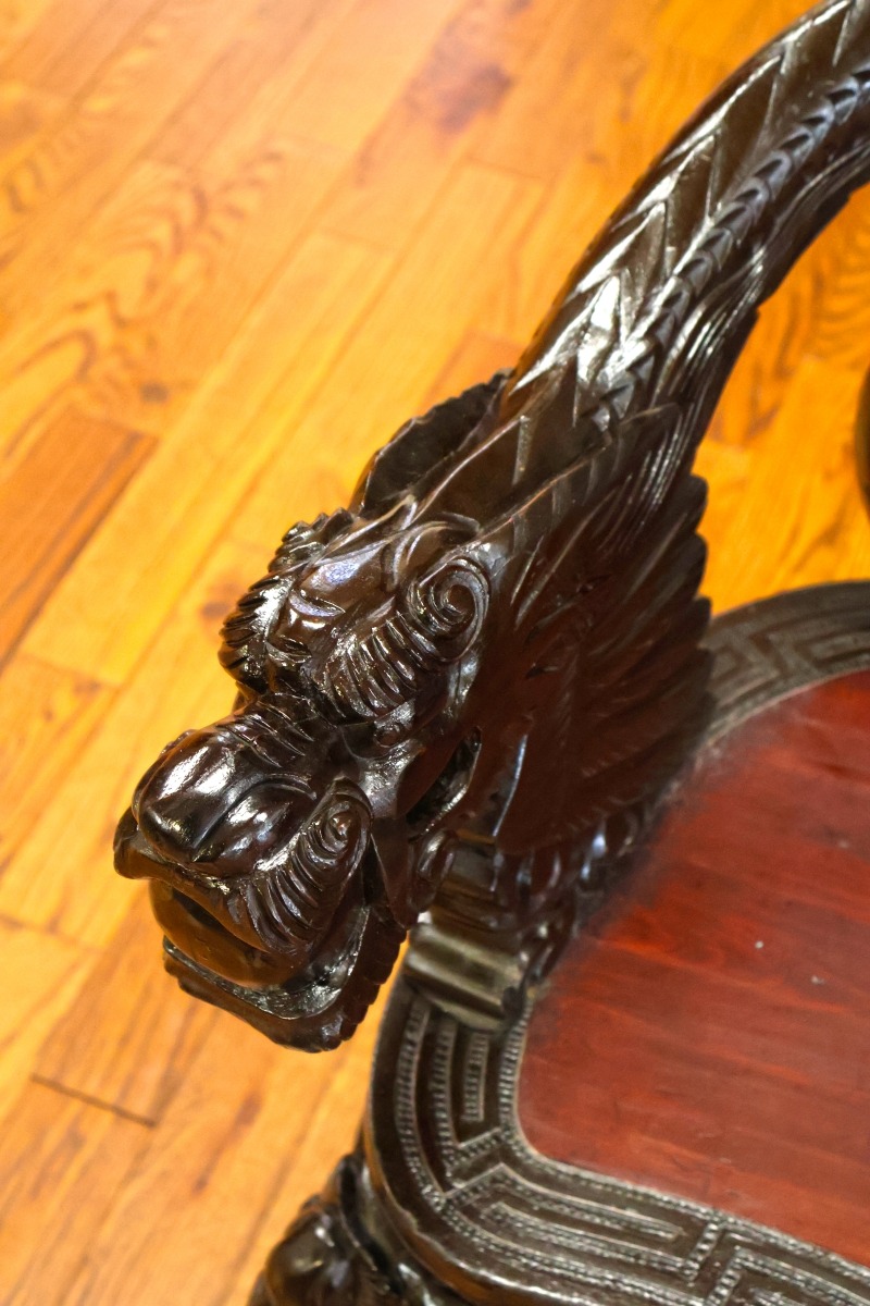 Antique Late 19th Century Meiji Japanese Dragon Carved Chair | eBay