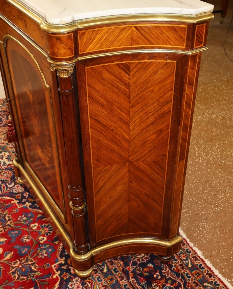 Late 19th Century French Napoleon III Marble Top Inlaid Server