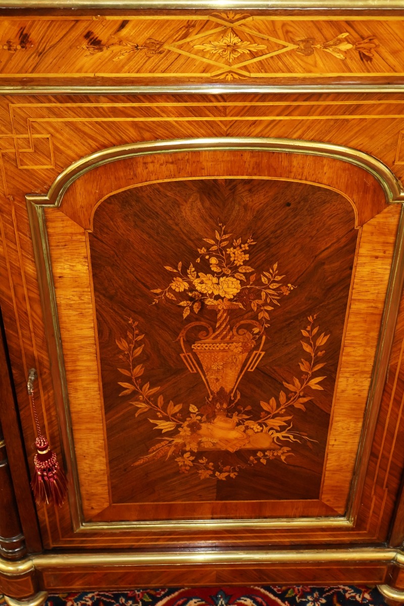 Late 19th Century French Napoleon III Marble Top Inlaid Server