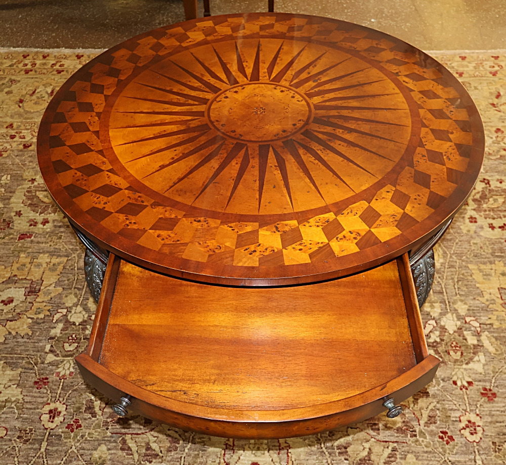 Vintage Theodore Alexander Bronze Mounted Burled Walnut Inlaid