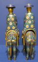 Vintage Chinese Cloisonne Pair of Horses w Riders