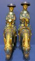 Vintage Chinese Cloisonne Pair of Horses w Riders