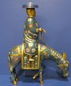 Vintage Chinese Cloisonne Pair of Horses w Riders