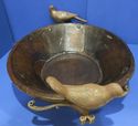 Jan Barboglio Wooden Bowl 17" w  Iron Metal Bird H