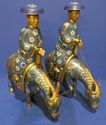 Vintage Chinese Cloisonne Pair of Horses w Riders