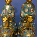 Vintage Chinese Cloisonne Pair of Horses w Riders