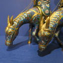 Vintage Chinese Cloisonne Pair of Horses w Riders