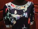 Vintage Leonard 1970s  Dress Black w Birds & Flora