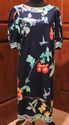 Vintage Leonard 1970s  Dress Black w Birds & Flora