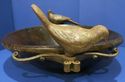 Jan Barboglio Wooden Bowl 17" w  Iron Metal Bird H