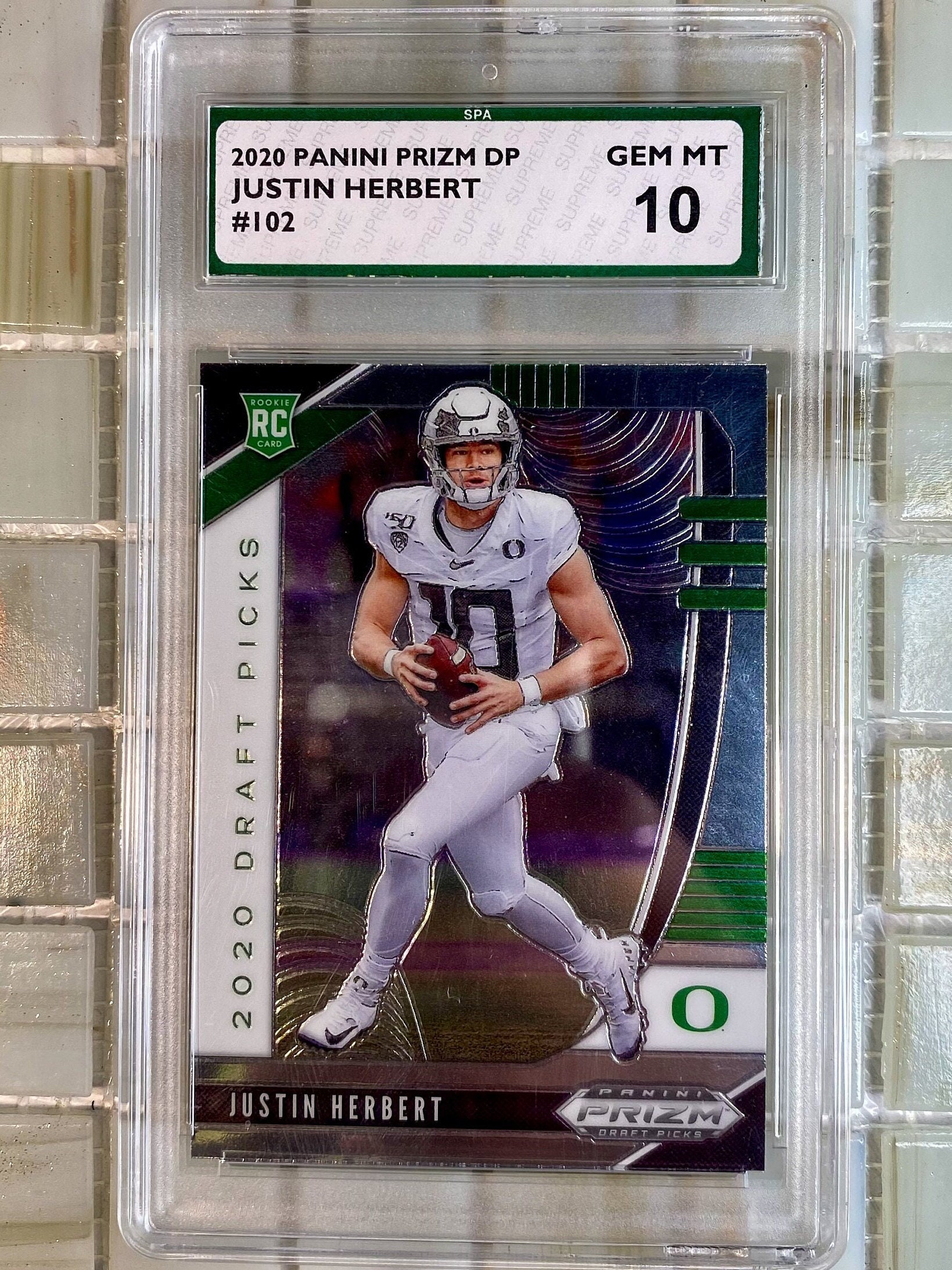 Justin Herbert Rookie Card 2020 Panini Prizm Draft Picks SPA Gem Mint 10