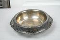 Silver Plate Deep Round Bowl Folded Pierced Rim Sc