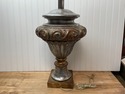 Vintage Ornate Ceramic Italian Lamp Silver Leaf Go